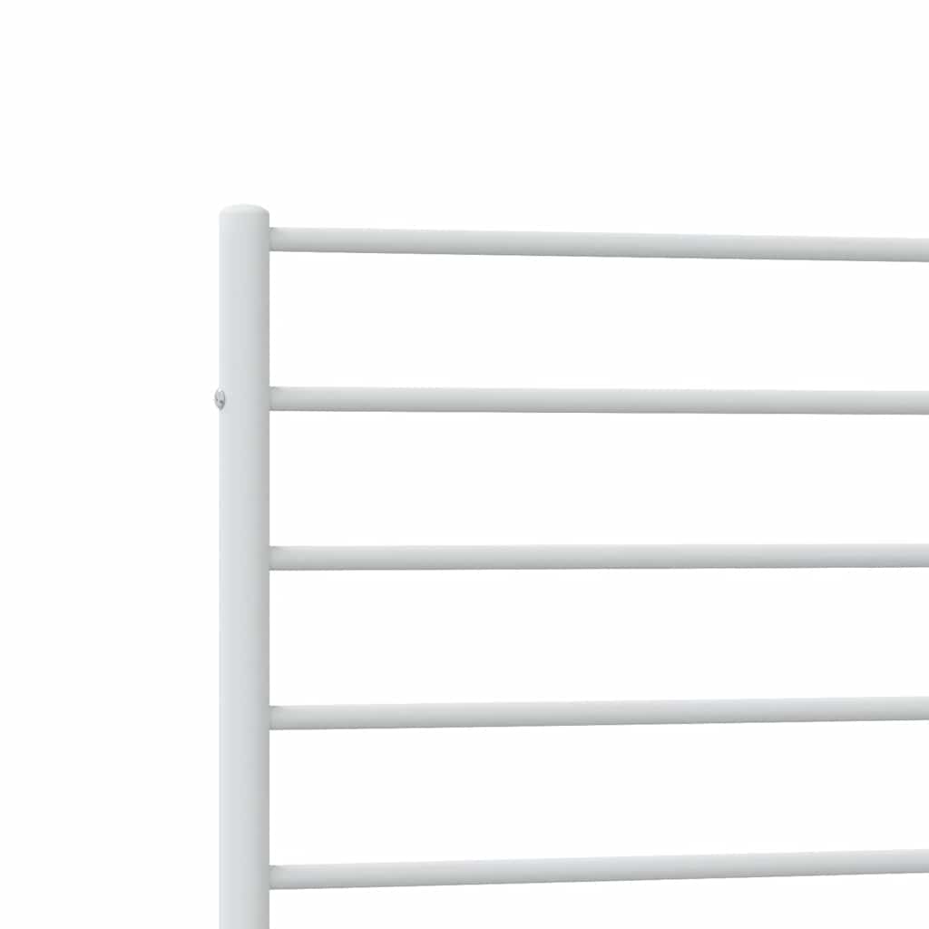 White Metal Bed Frame with Headboard, 100x200cm, No Mattress