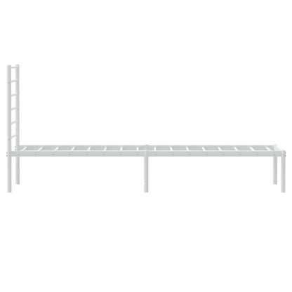 Stylish White Metal Bed Frame with Headboard, 107x203cm
