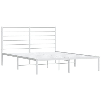 Elegant White Metal Bed Frame with Headboard | 120x190cm