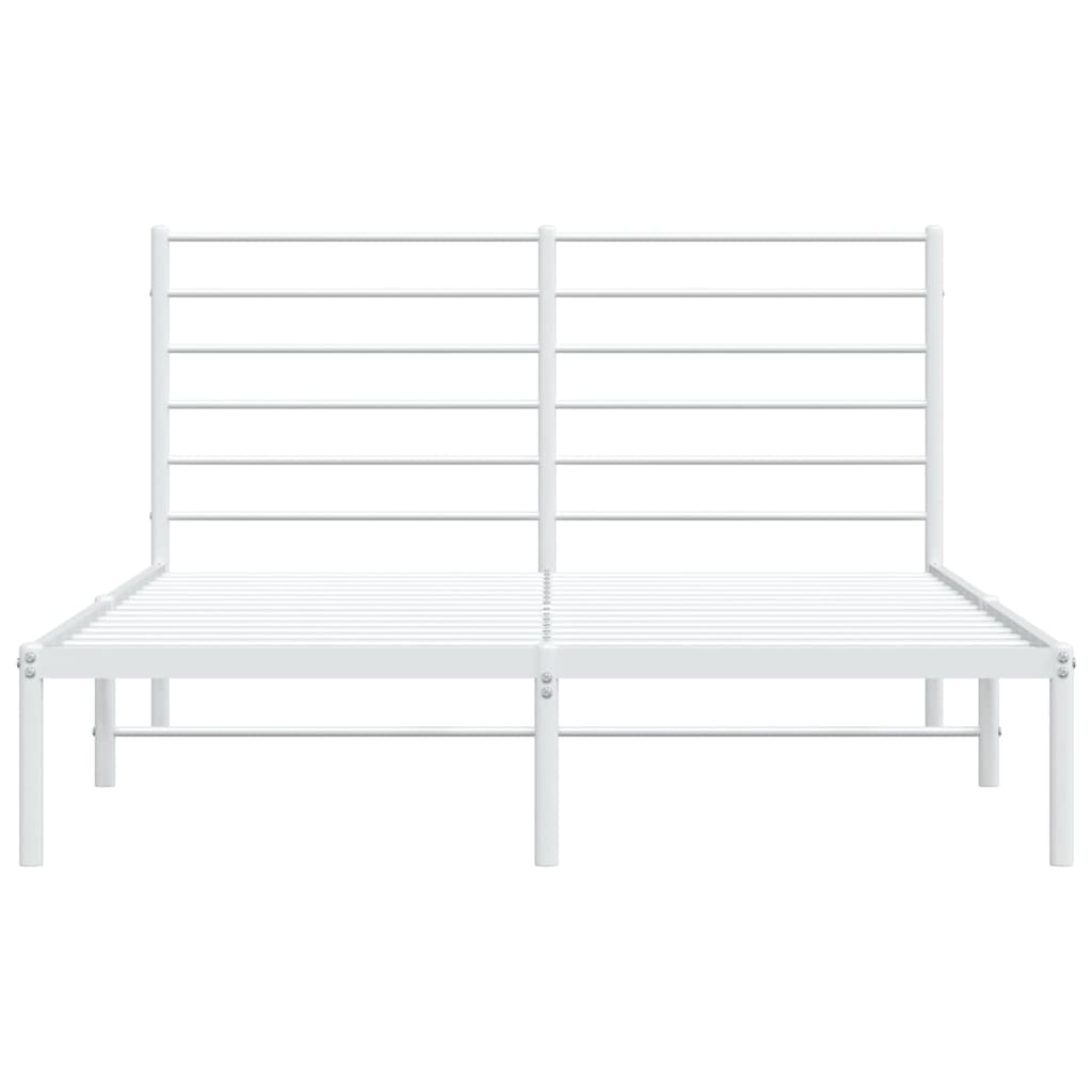 Elegant White Metal Bed Frame with Headboard | 120x190cm