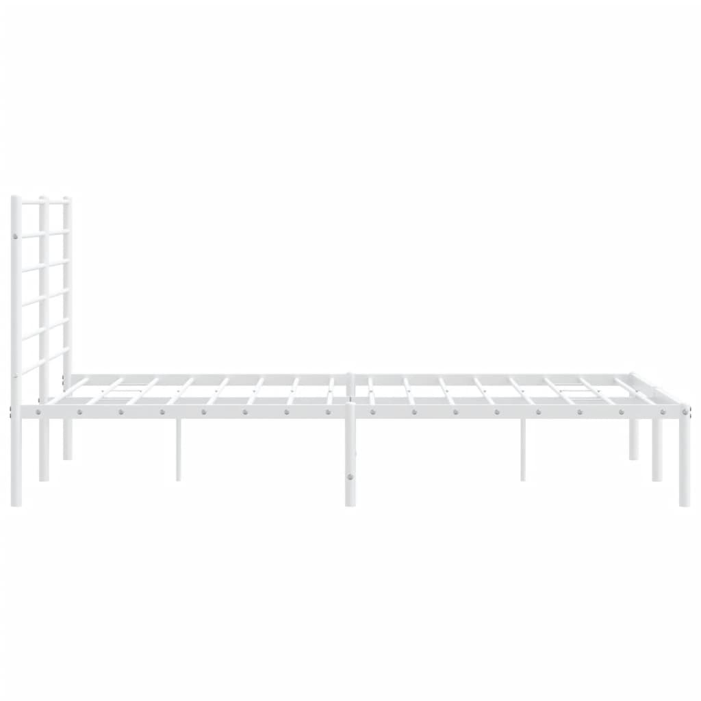 Elegant White Metal Bed Frame with Headboard | 120x190cm
