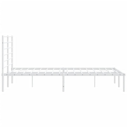 Elegant White Metal Bed Frame with Headboard | 120x190cm