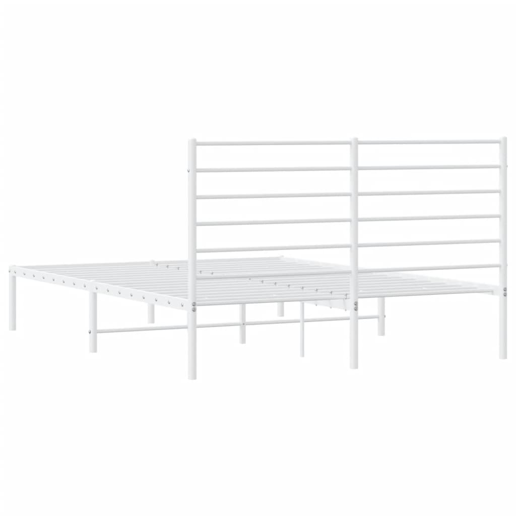 Elegant White Metal Bed Frame with Headboard | 120x190cm