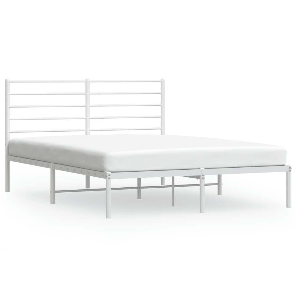 White Metal Bed Frame with Headboard 120x200cm - No Mattress Included