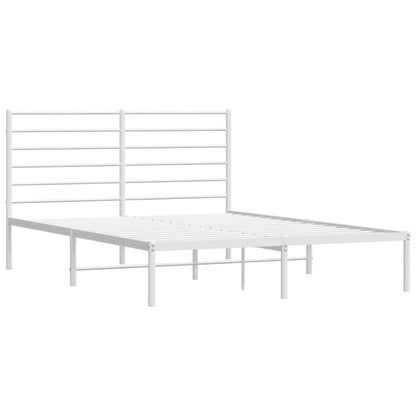 White Metal Bed Frame with Headboard 120x200cm - No Mattress Included