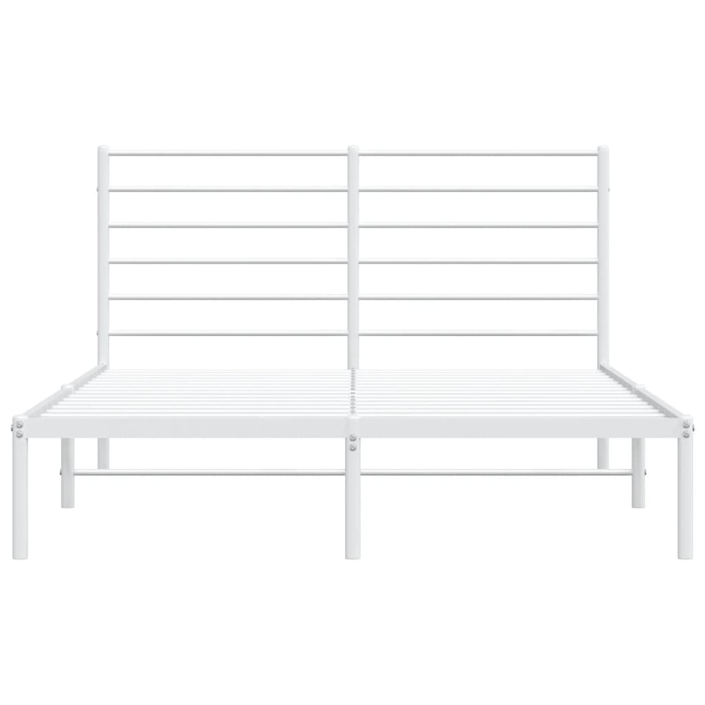 White Metal Bed Frame with Headboard 120x200cm - No Mattress Included
