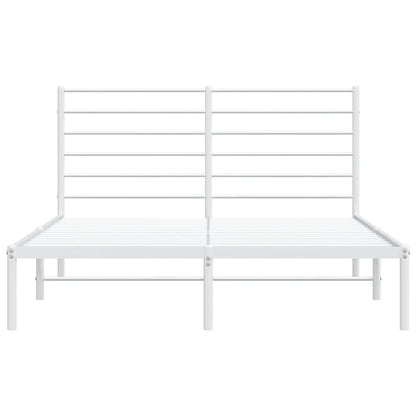 White Metal Bed Frame with Headboard 120x200cm - No Mattress Included