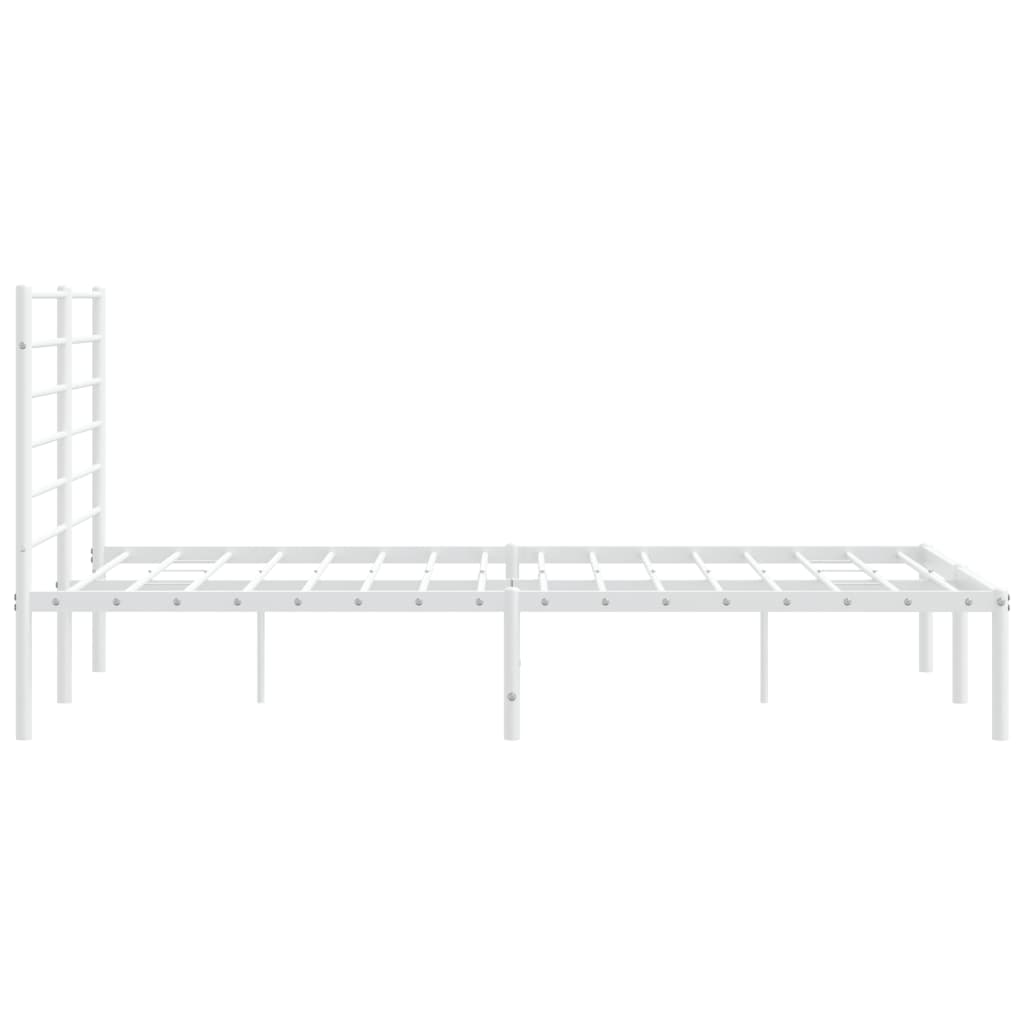 White Metal Bed Frame with Headboard 120x200cm - No Mattress Included