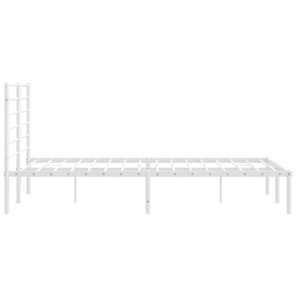 White Metal Bed Frame with Headboard 120x200cm - No Mattress Included