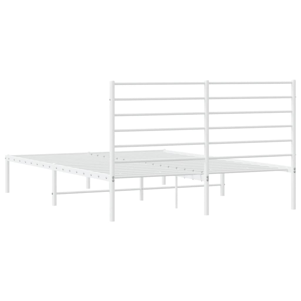 White Metal Bed Frame with Headboard 120x200cm - No Mattress Included