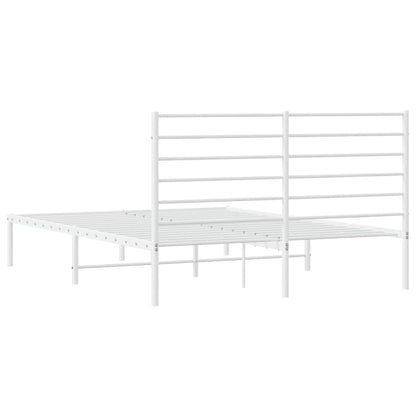 White Metal Bed Frame with Headboard 120x200cm - No Mattress Included