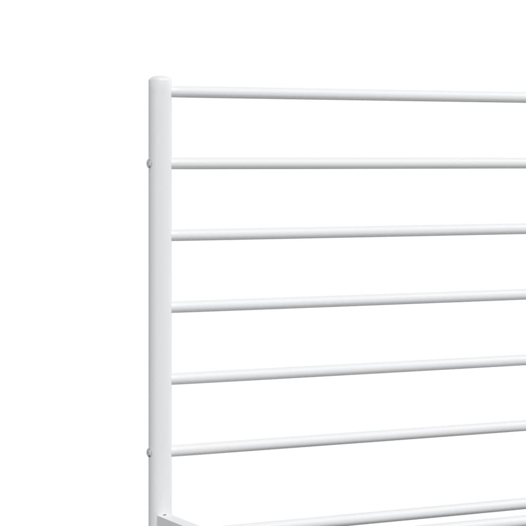 White Metal Bed Frame with Headboard 120x200cm - No Mattress Included