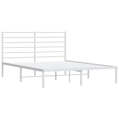 White Metal Bed Frame with Headboard 135x190cm - No Mattress