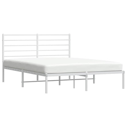 White Metal Bed Frame with Headboard 135x190cm - No Mattress