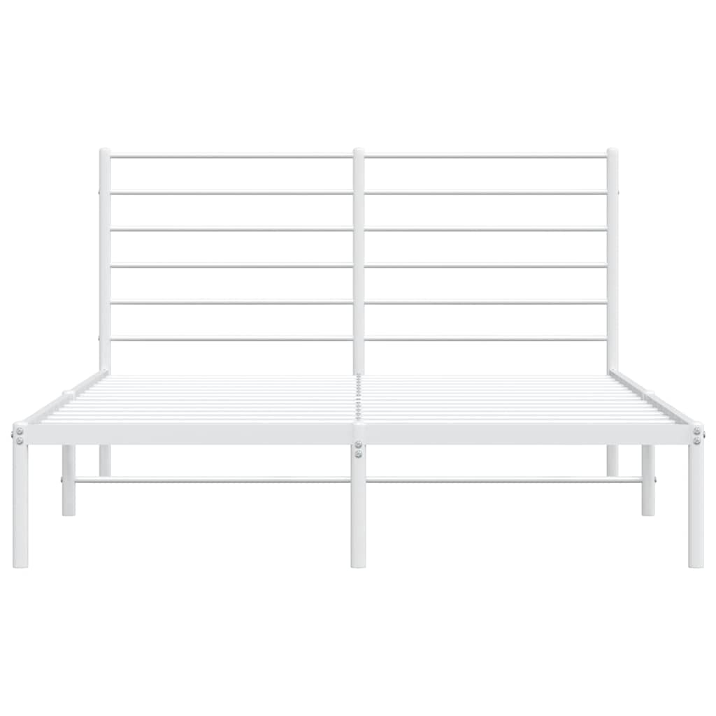 White Metal Bed Frame with Headboard 135x190cm - No Mattress