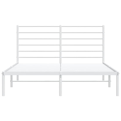 White Metal Bed Frame with Headboard 135x190cm - No Mattress