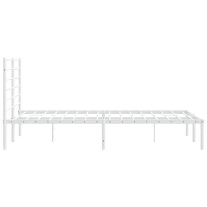 White Metal Bed Frame with Headboard 135x190cm - No Mattress