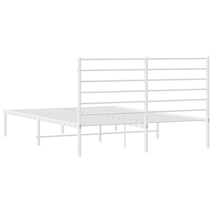 White Metal Bed Frame with Headboard 135x190cm - No Mattress