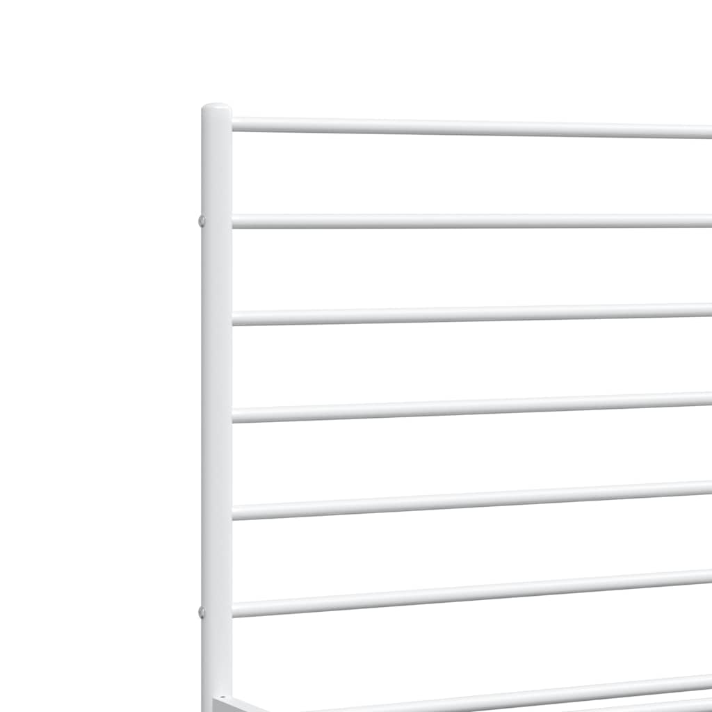 White Metal Bed Frame with Headboard 135x190cm - No Mattress