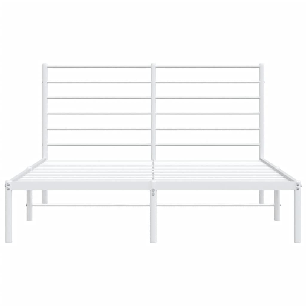 White Metal Bed Frame with Headboard 140x190cm - No Mattress