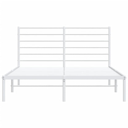 White Metal Bed Frame with Headboard 140x190cm - No Mattress