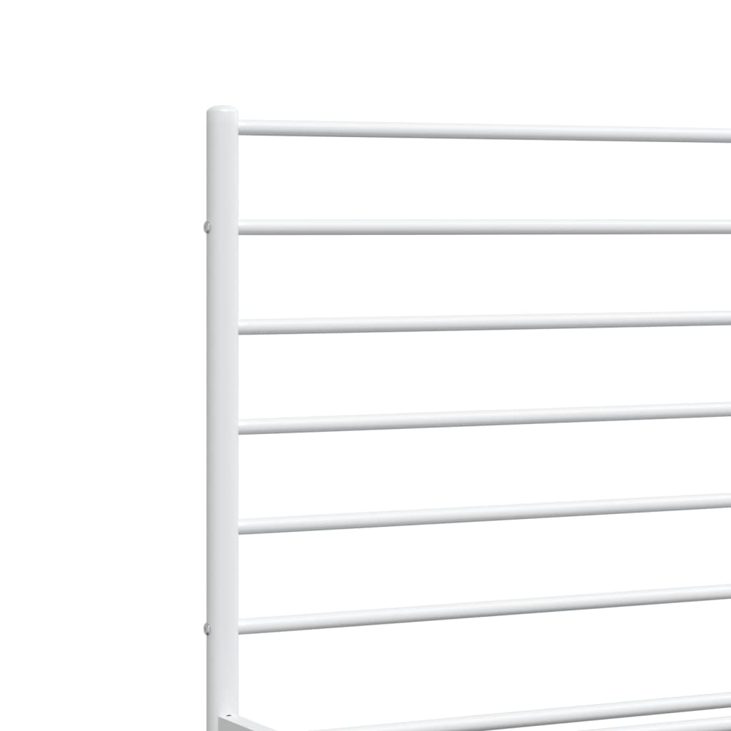 White Metal Bed Frame with Headboard - 160x200cm, No Mattress