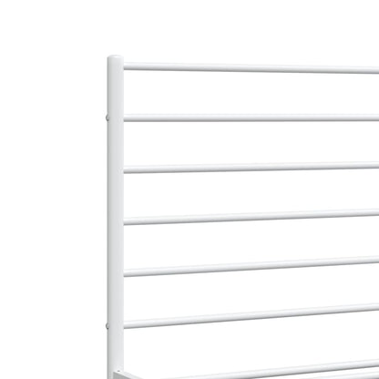 White Metal Bed Frame with Headboard - 160x200cm, No Mattress
