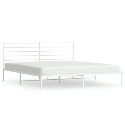 White Metal Bed Frame with Headboard 180x200cm - Elegant & Sturdy