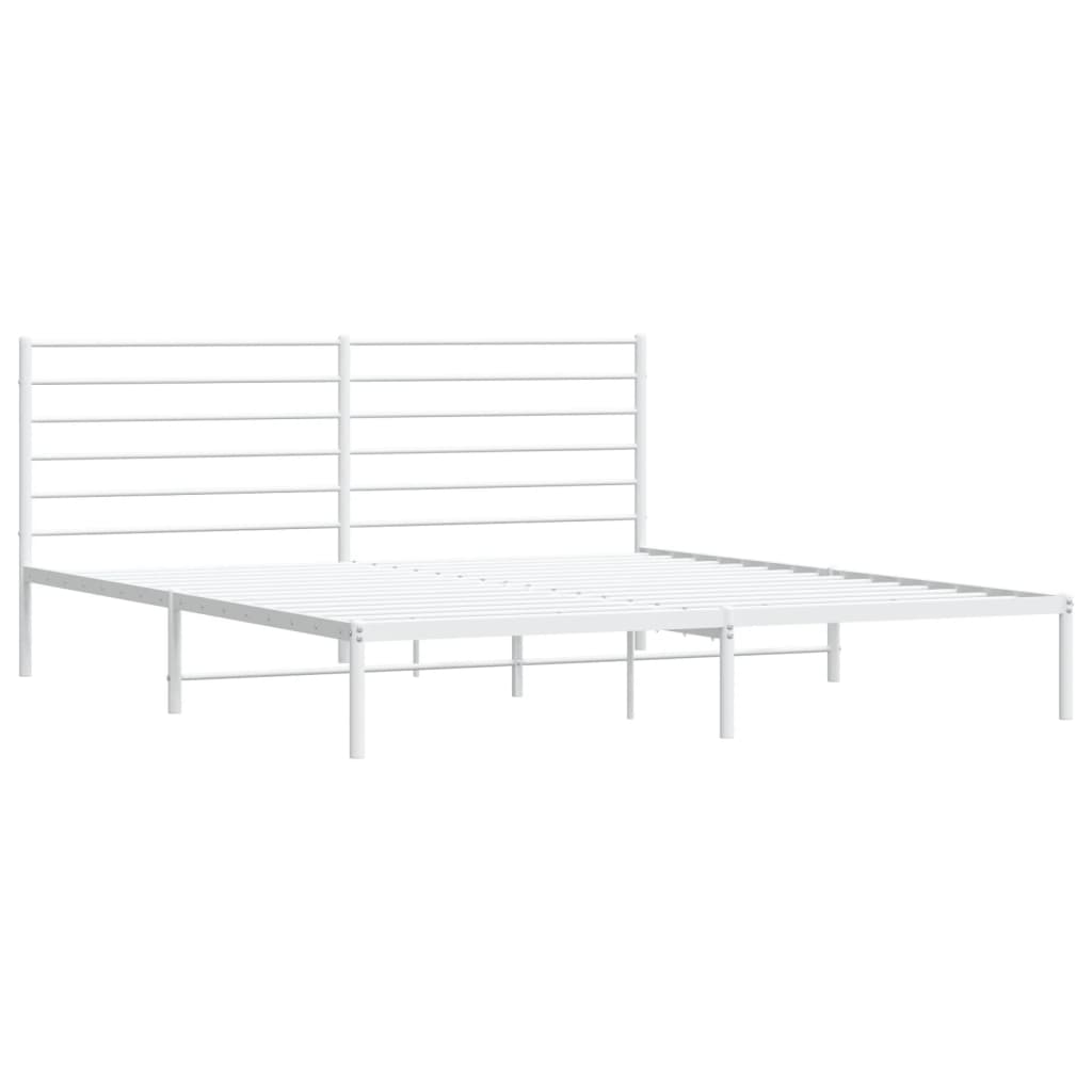 White Metal Bed Frame with Headboard 180x200cm - Elegant & Sturdy