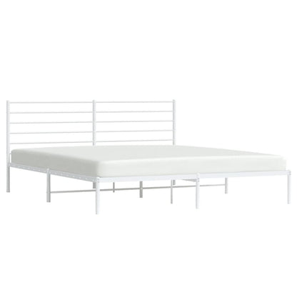White Metal Bed Frame with Headboard 180x200cm - Elegant & Sturdy