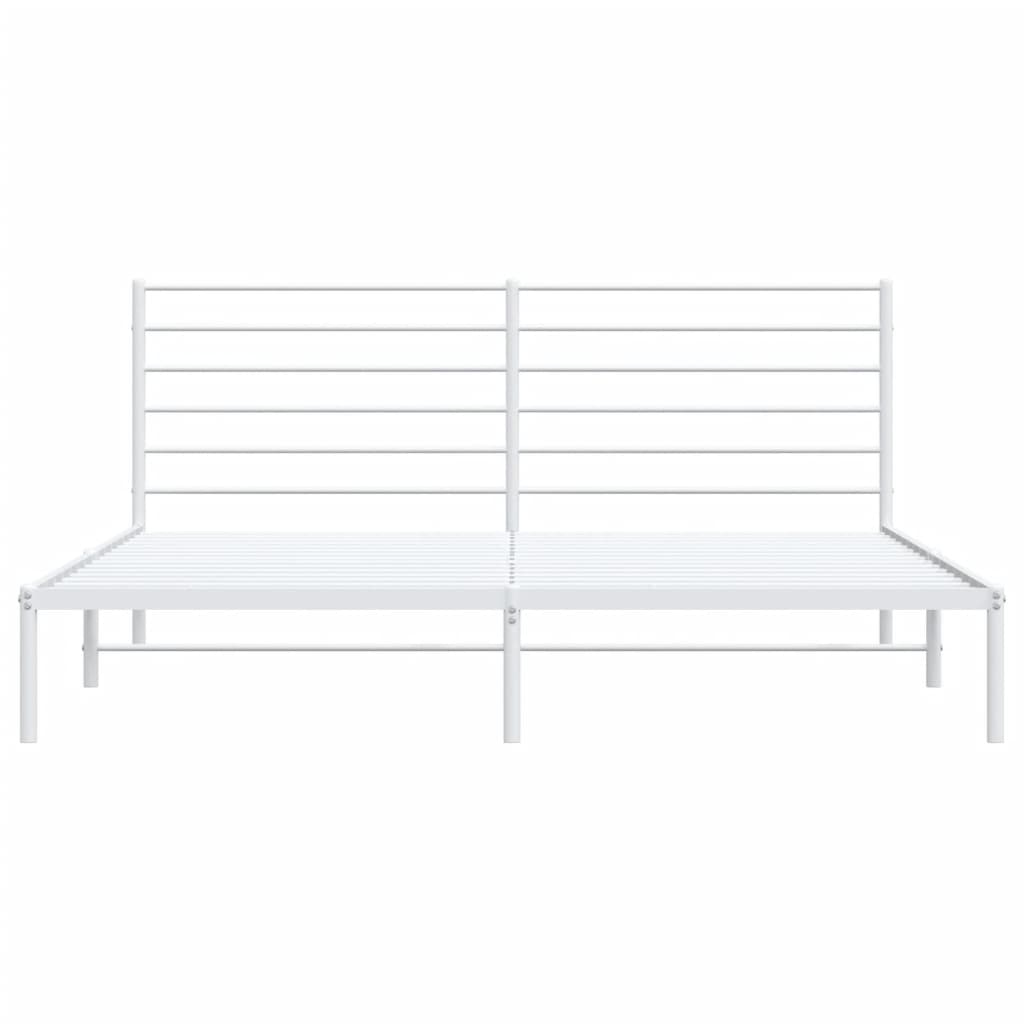 White Metal Bed Frame with Headboard 180x200cm - Elegant & Sturdy