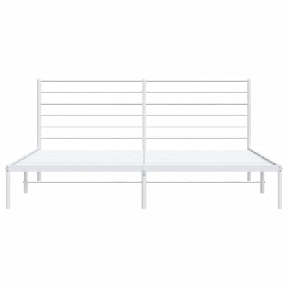 White Metal Bed Frame with Headboard 180x200cm - Elegant & Sturdy