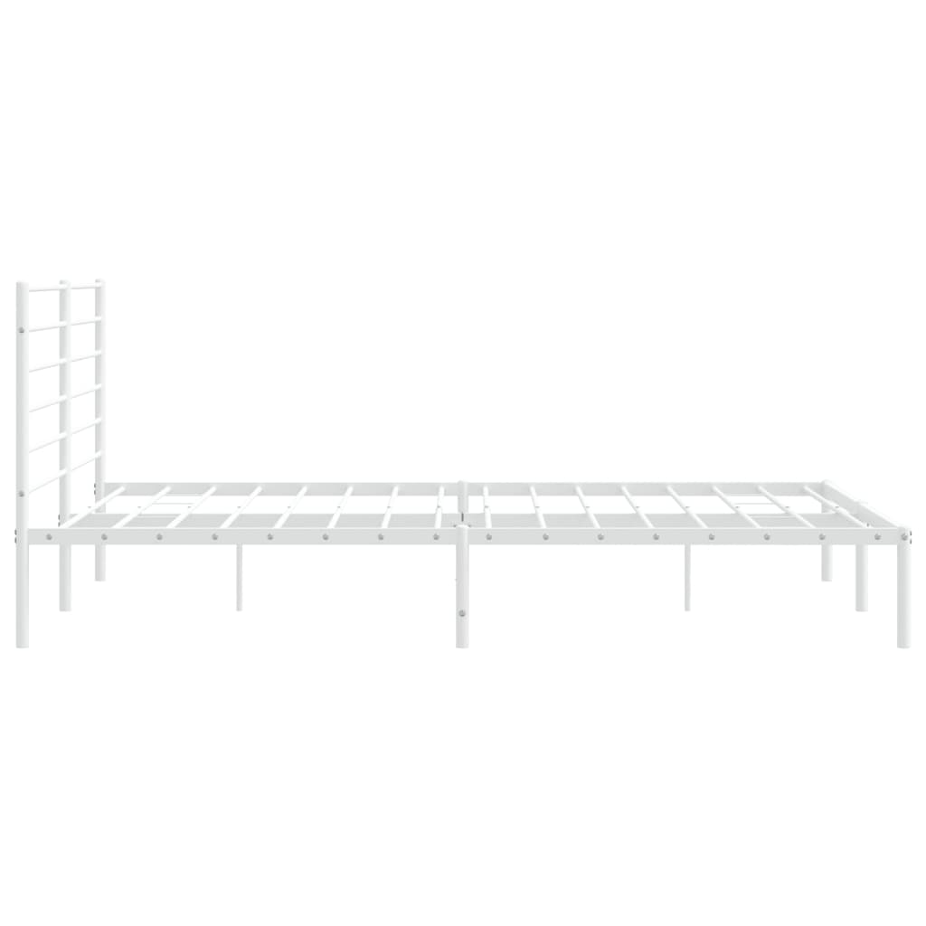 White Metal Bed Frame with Headboard 180x200cm - Elegant & Sturdy