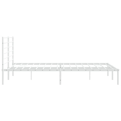 White Metal Bed Frame with Headboard 180x200cm - Elegant & Sturdy