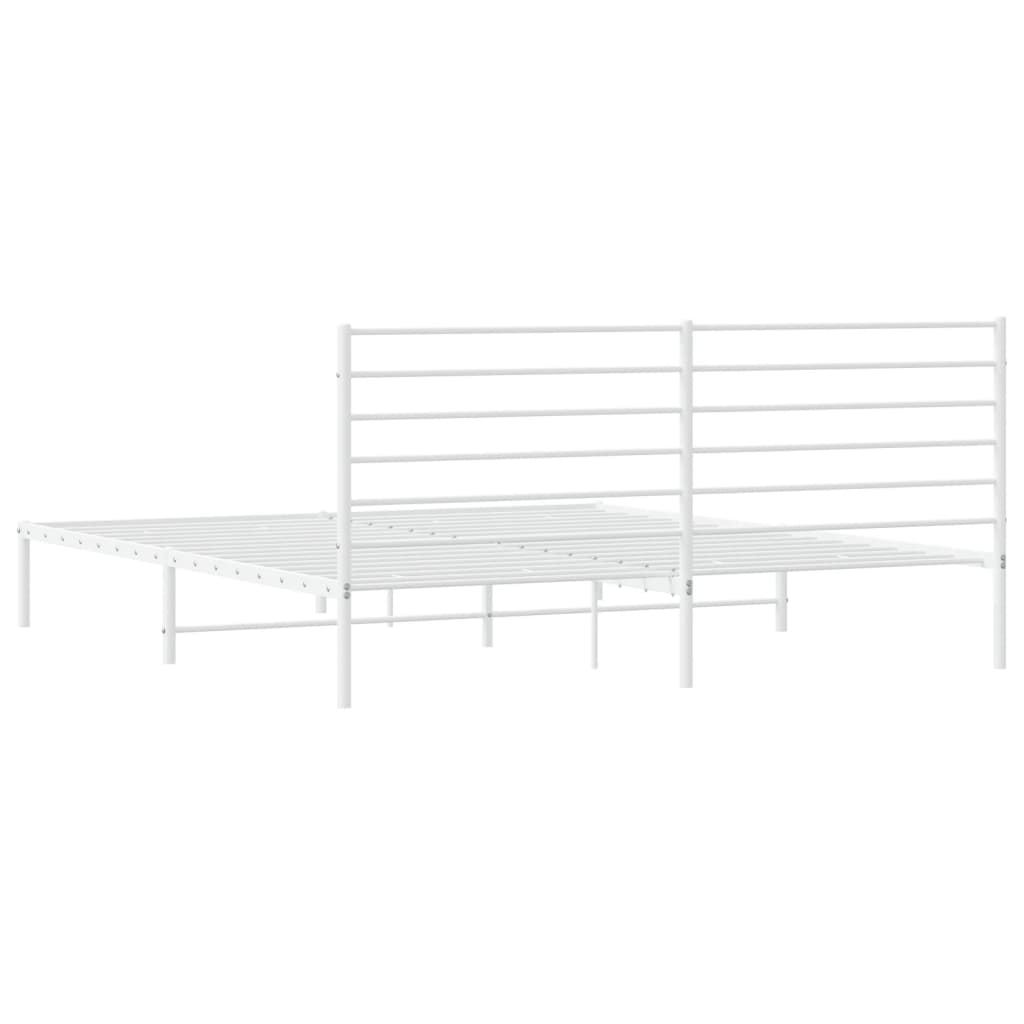 White Metal Bed Frame with Headboard 180x200cm - Elegant & Sturdy