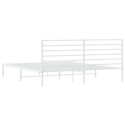 White Metal Bed Frame with Headboard 180x200cm - Elegant & Sturdy