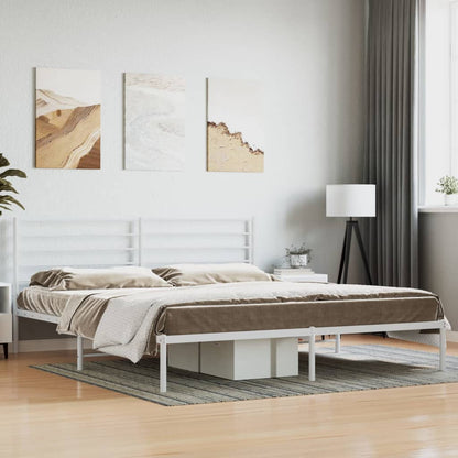 White Metal Bed Frame with Headboard 180x200cm - Elegant & Sturdy