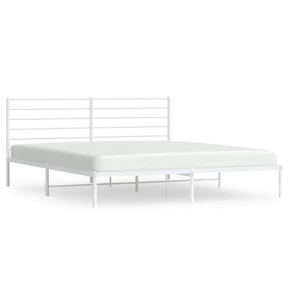 White Metal Bed Frame with Headboard 183x213cm - No Mattress