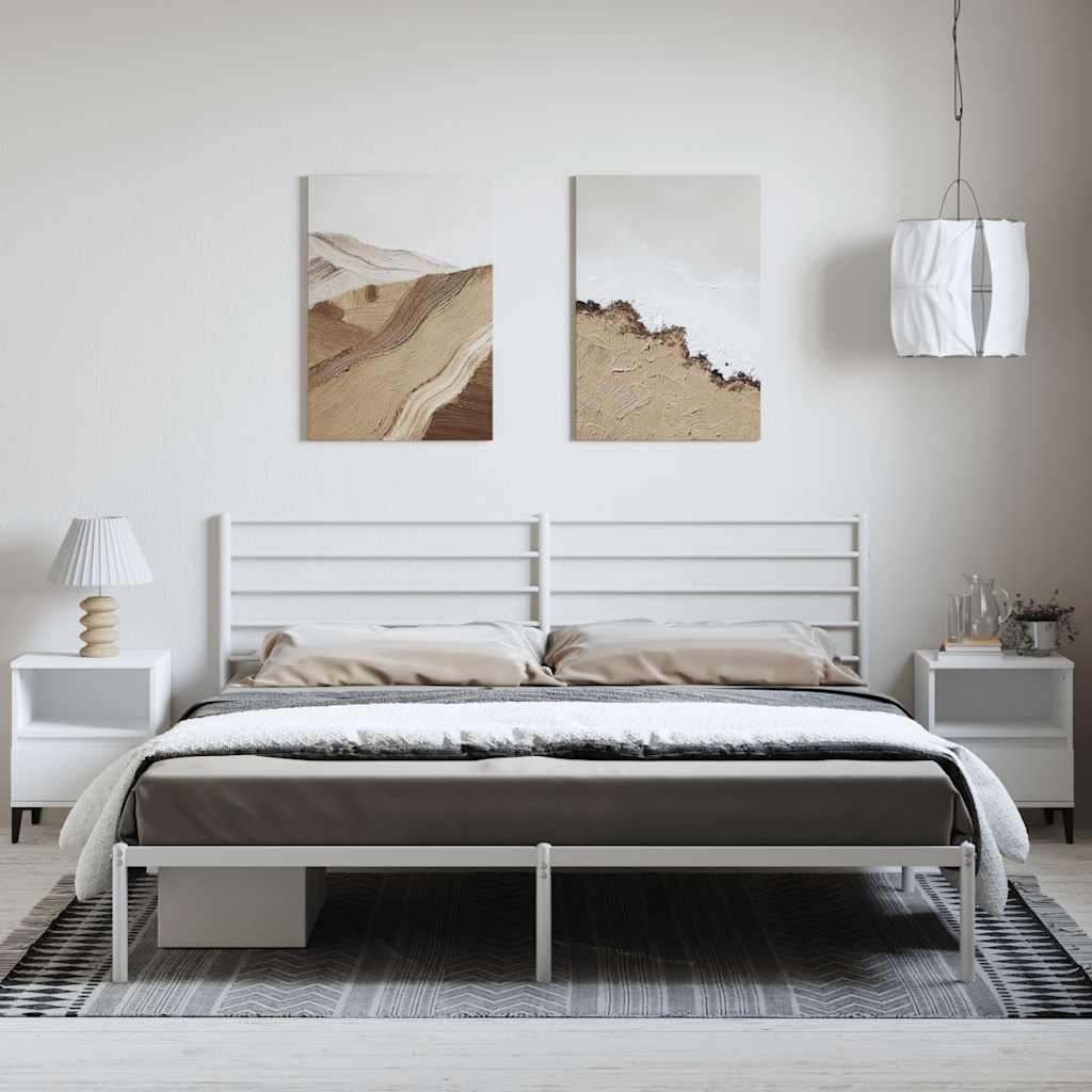 White Metal Bed Frame with Headboard 183x213cm - No Mattress