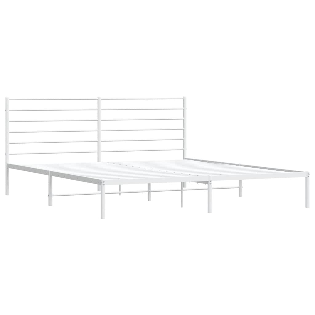 White Metal Bed Frame with Headboard 183x213cm - No Mattress