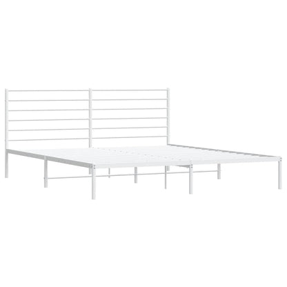 White Metal Bed Frame with Headboard 183x213cm - No Mattress