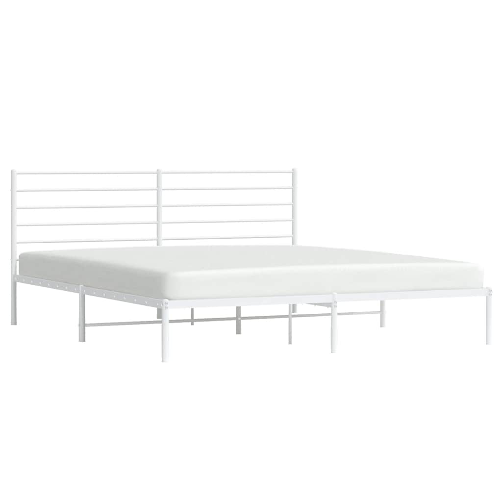 White Metal Bed Frame with Headboard 183x213cm - No Mattress