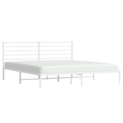 White Metal Bed Frame with Headboard 183x213cm - No Mattress