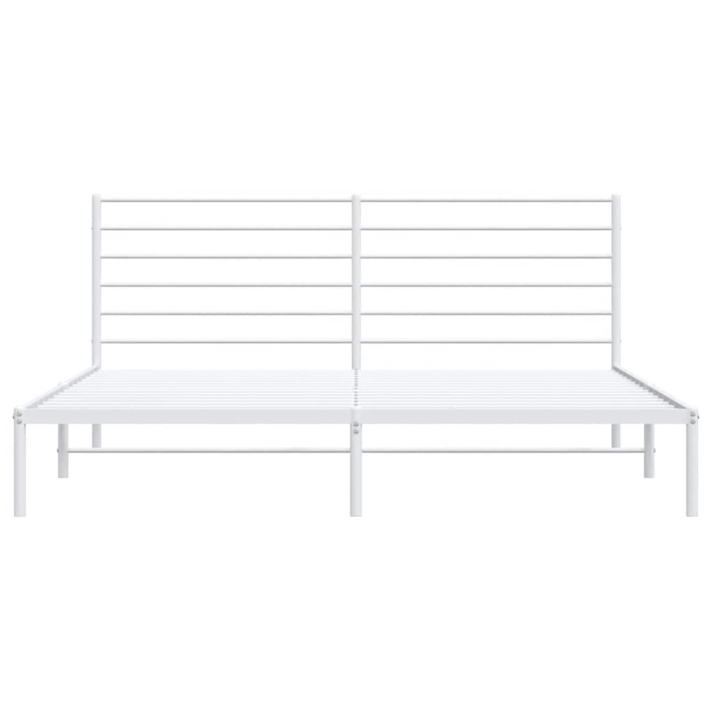White Metal Bed Frame with Headboard 183x213cm - No Mattress