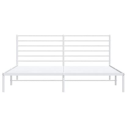 White Metal Bed Frame with Headboard 183x213cm - No Mattress