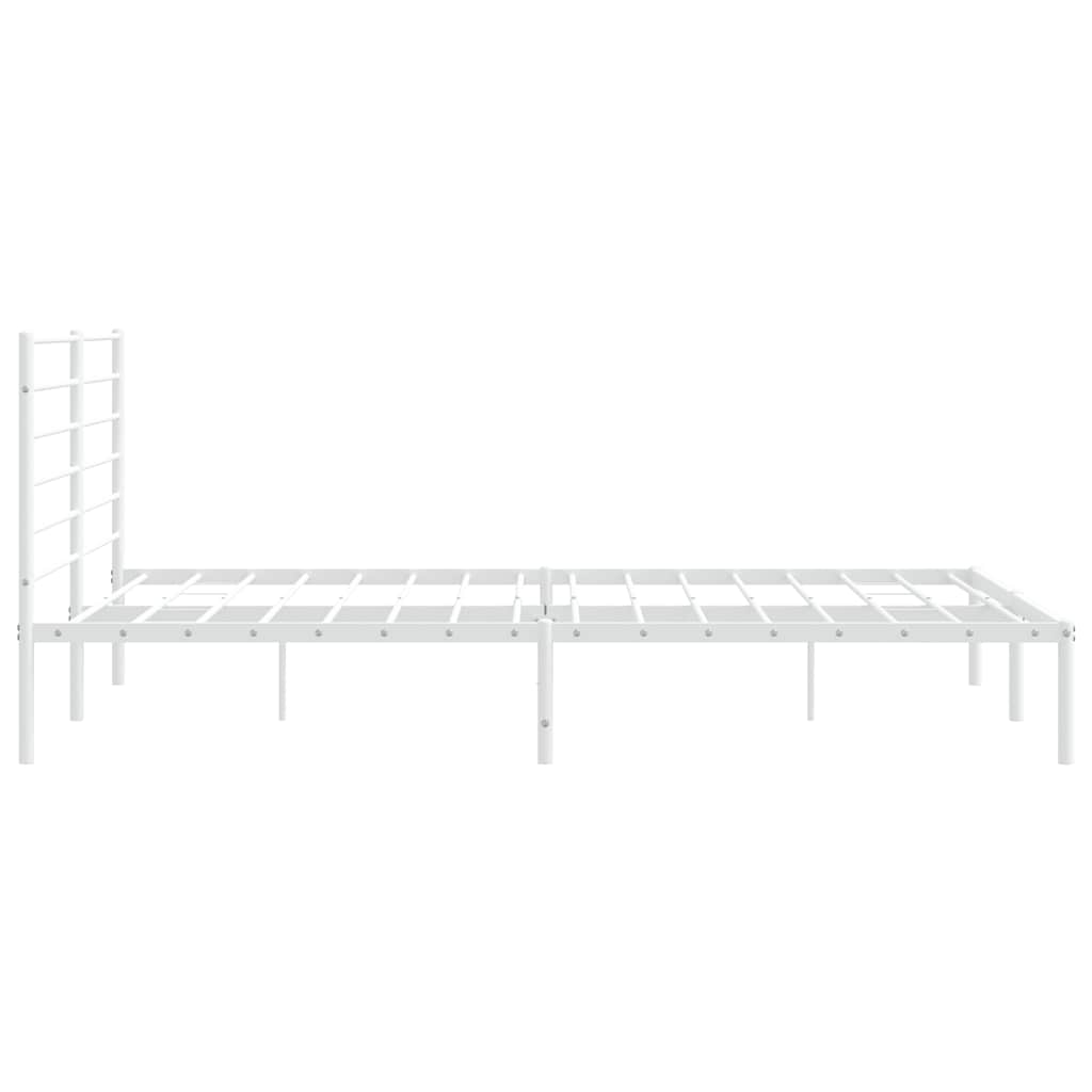White Metal Bed Frame with Headboard 183x213cm - No Mattress