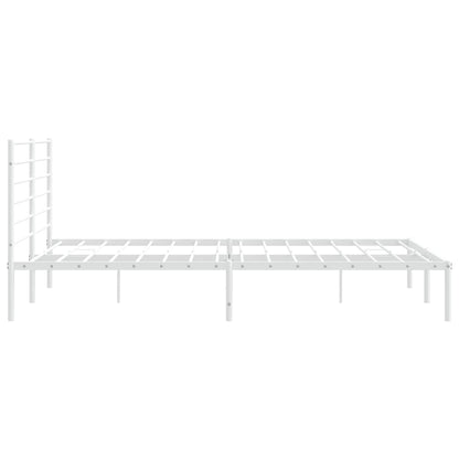 White Metal Bed Frame with Headboard 183x213cm - No Mattress