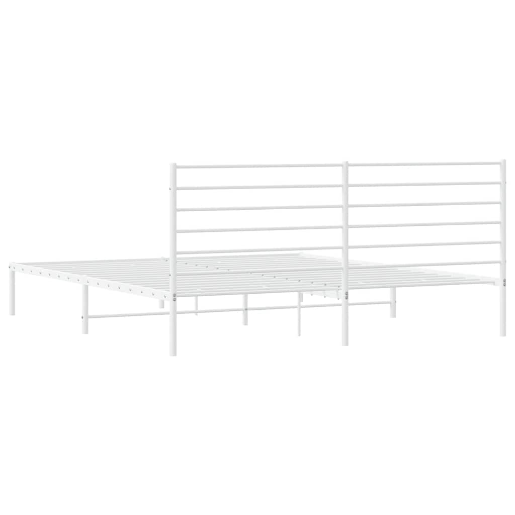 White Metal Bed Frame with Headboard 183x213cm - No Mattress