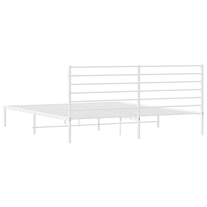 White Metal Bed Frame with Headboard 183x213cm - No Mattress