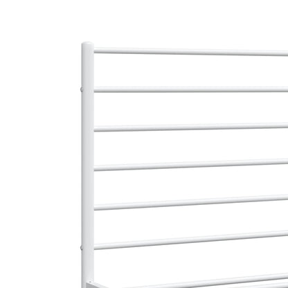 White Metal Bed Frame with Headboard - 200x200cm - No Mattress Included